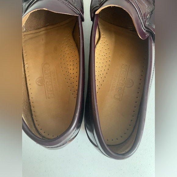 Sebago Mens Leather Dress Shoes Loafers Slip On Brown Burgundy SZ 10.5 - Picture 5 of 9